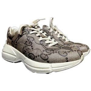 Gucci Rhyton GG Sneakers Men's Beige All Over Logo US 8 $1,190 Retail